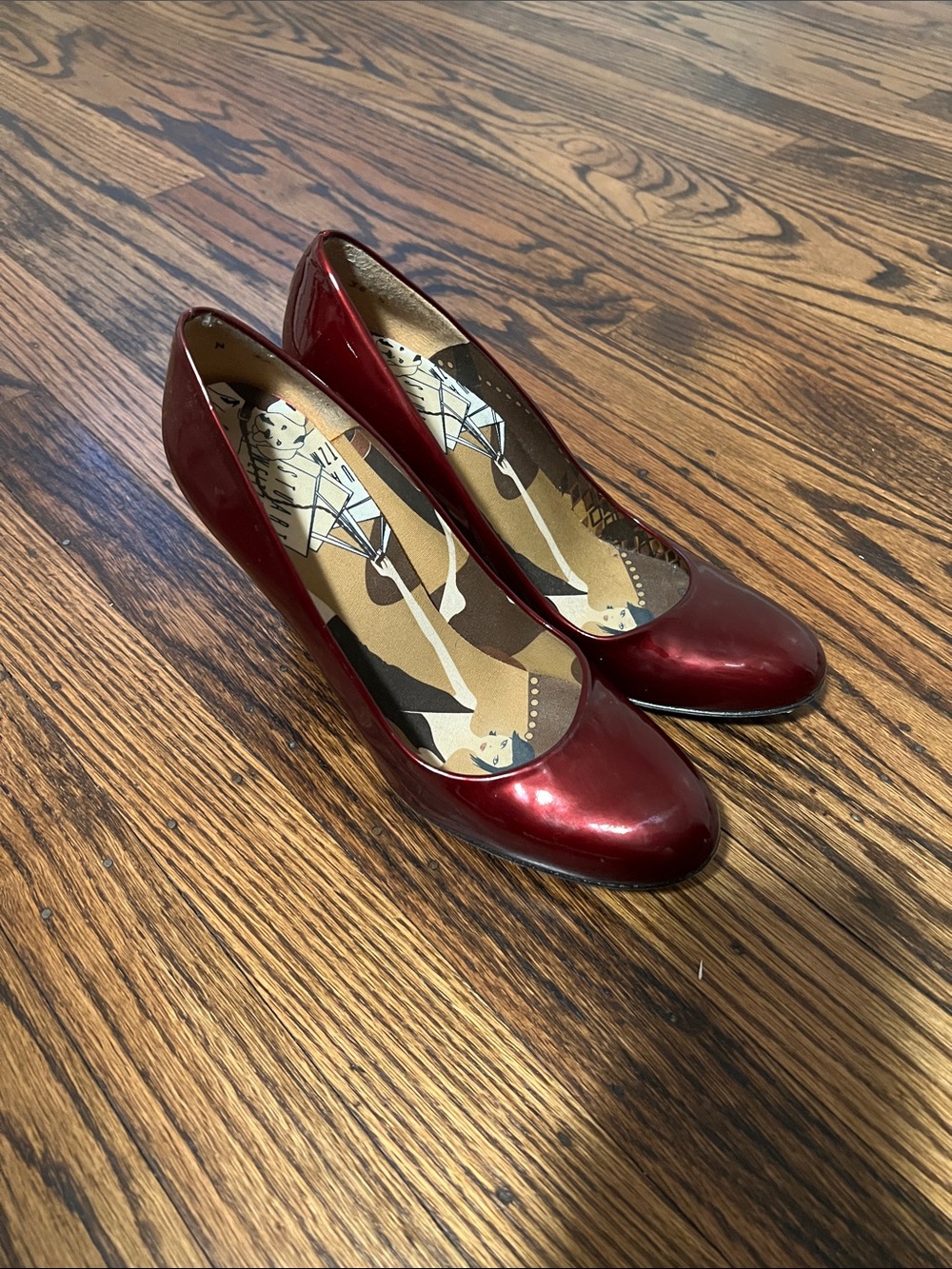 Stuart Weitzman Dark Red Patent Round-Toe Pumps